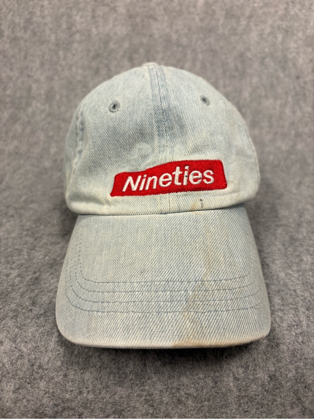 Nineties Light Wash Denim Embroidered Dad Hat OS